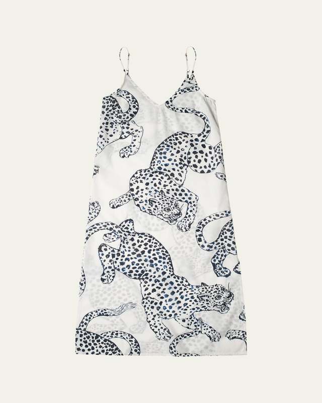 Two-Tone Animal-Print Cotton Slip Nightie